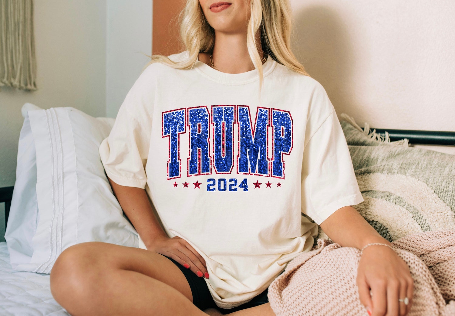 Trump 2024 Comfort Colors Shirt Illusionary Sequins Print MAGA Pro Trump Shirt image 1