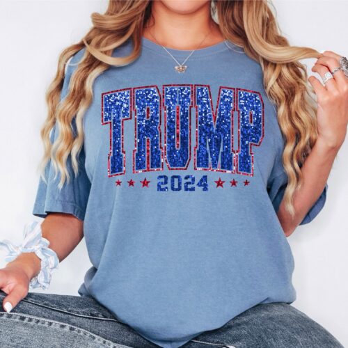 Trump 2024 Comfort Colors Shirt Illusionary Sequins Print MAGA Pro Trump Shirt image 0