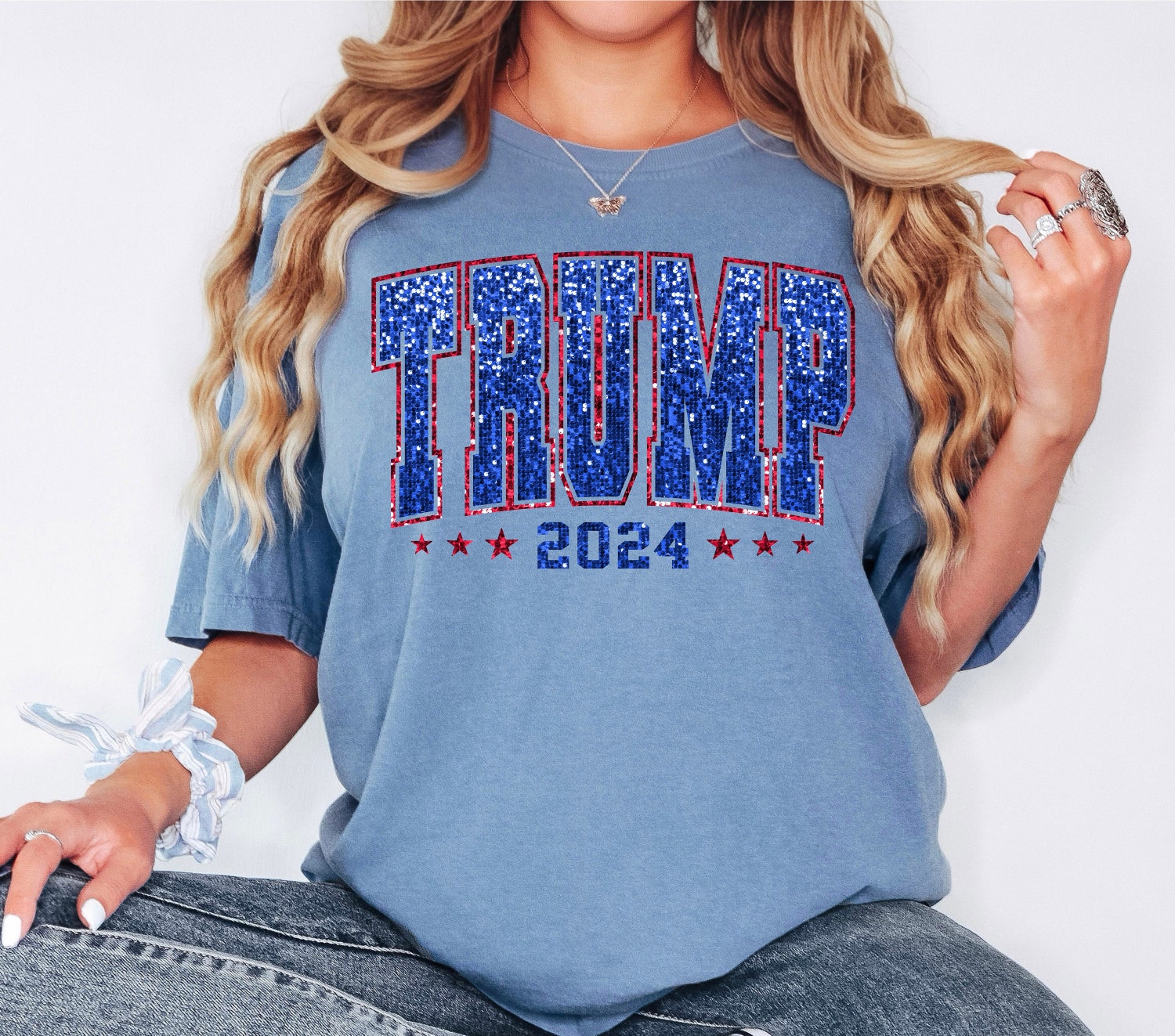 Trump 2024 Comfort Colors Shirt Illusionary Sequins Print MAGA Pro Trump Shirt image 0