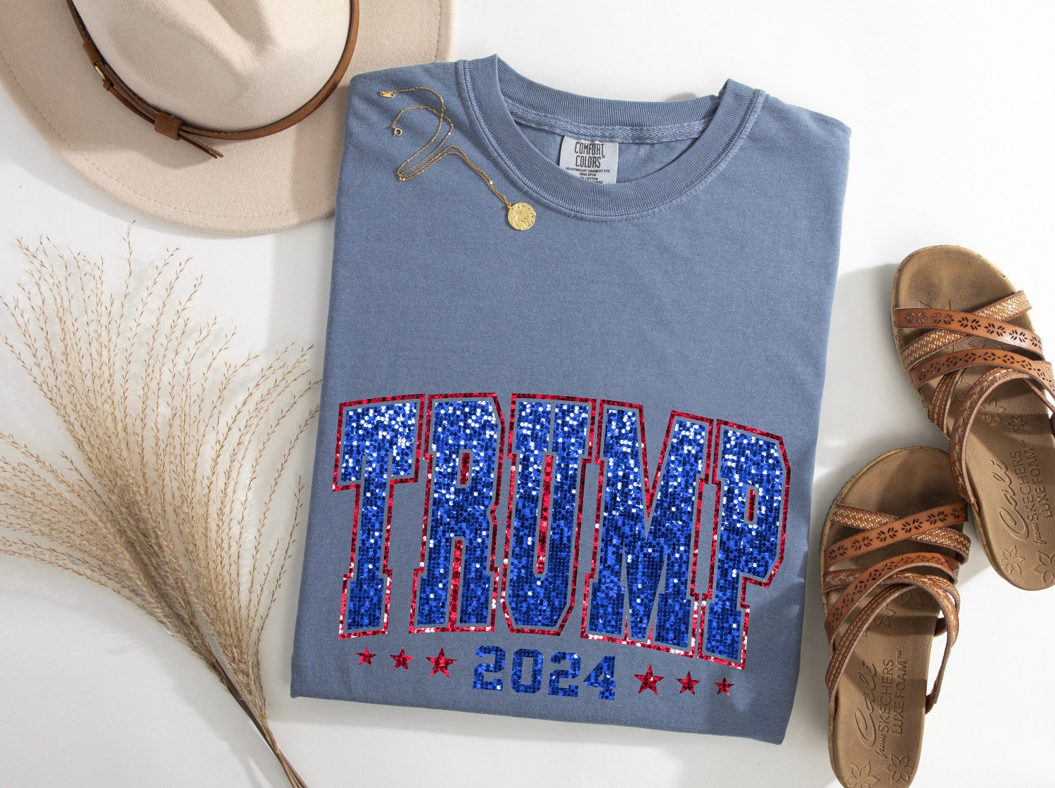 Trump 2024 Comfort Colors Shirt Illusionary Sequins Print MAGA Pro Trump Shirt image 2