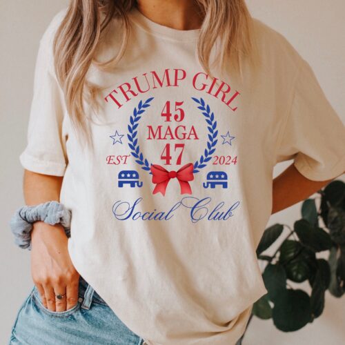 Trump Girl Social Club Tee Save America 2024 Conservative Gift MAGA Patriot Pro Trump Shirt image 0