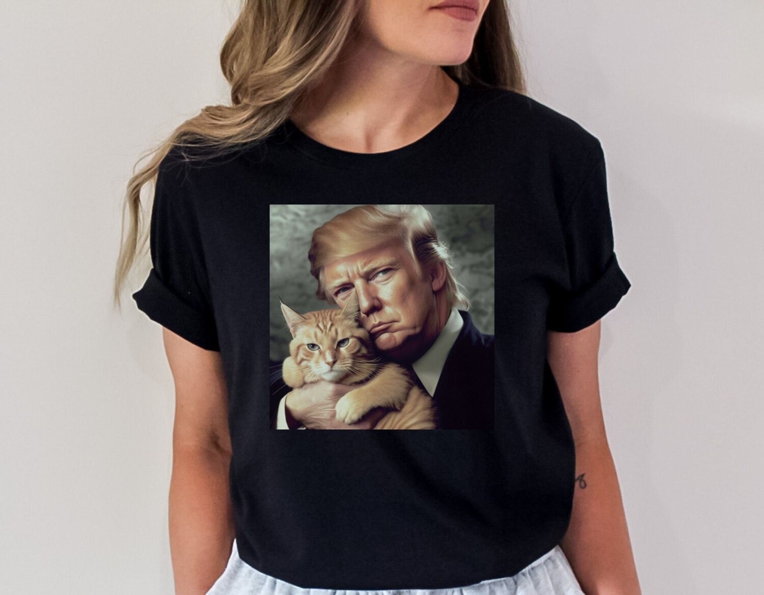 Trump and Cat Funny Political Humor Tee Novelty Shirt image 5