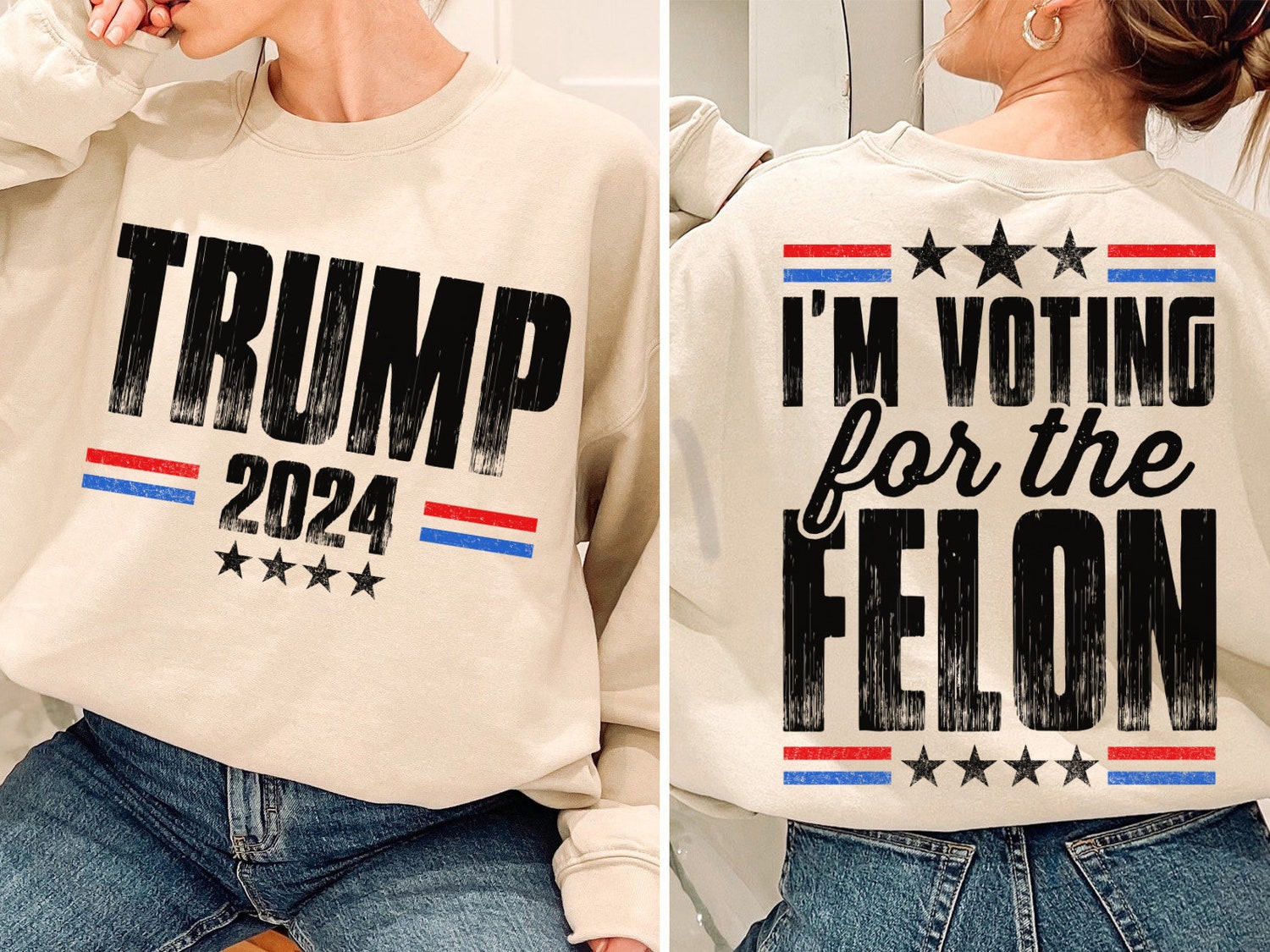 Trump 2024 I'm Voting For The Felon Stand With Trump Make America Great Again MAGA Shirt image 1