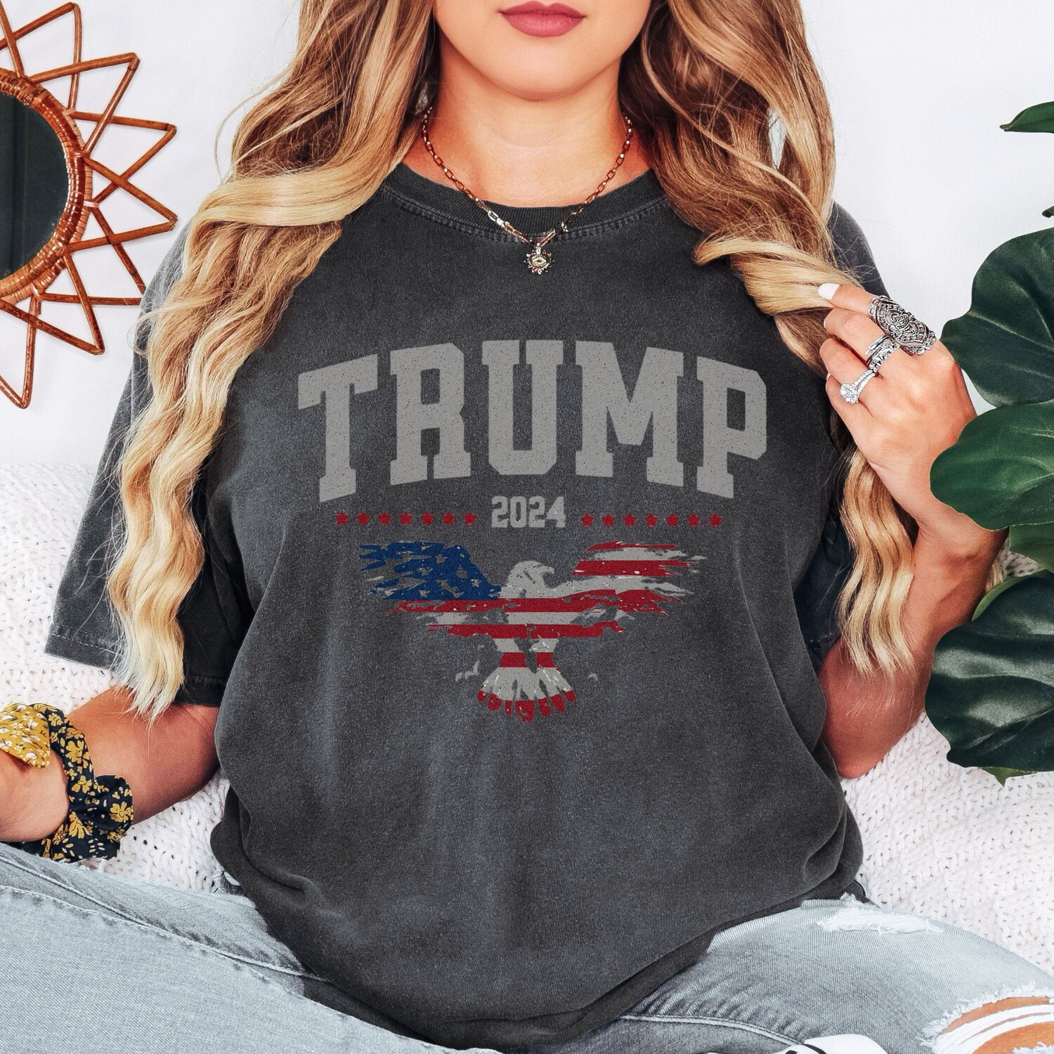 Trump 2024 MAGA American Flag T-Shirt Patriotic Pro America Republican Shirt image 3