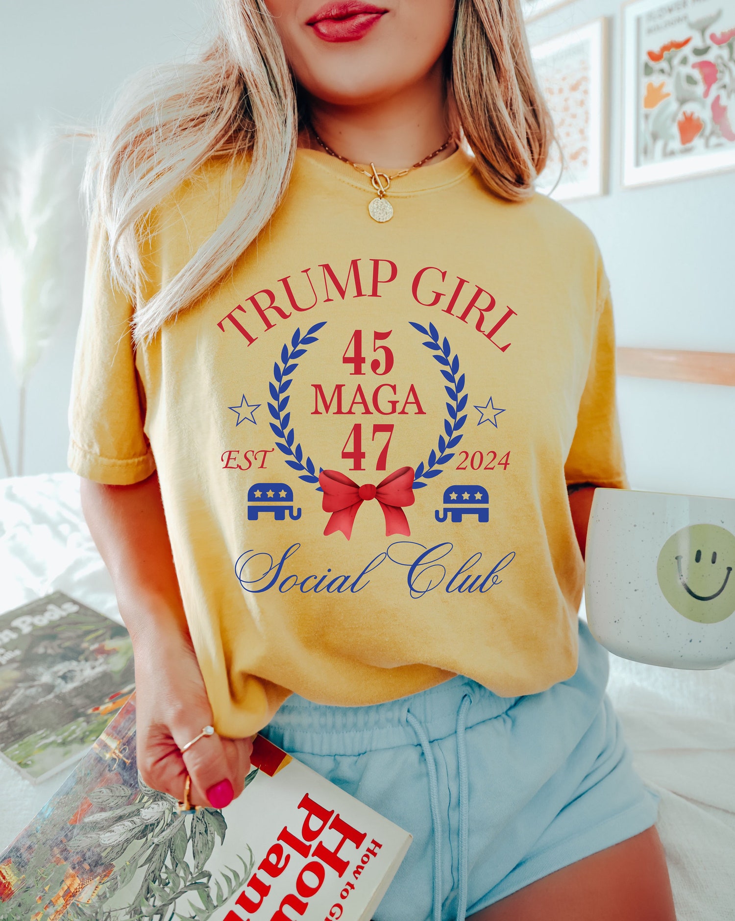 Trump Girl Social Club Tee Save America 2024 Conservative Gift MAGA Patriot Pro Trump Shirt image 1