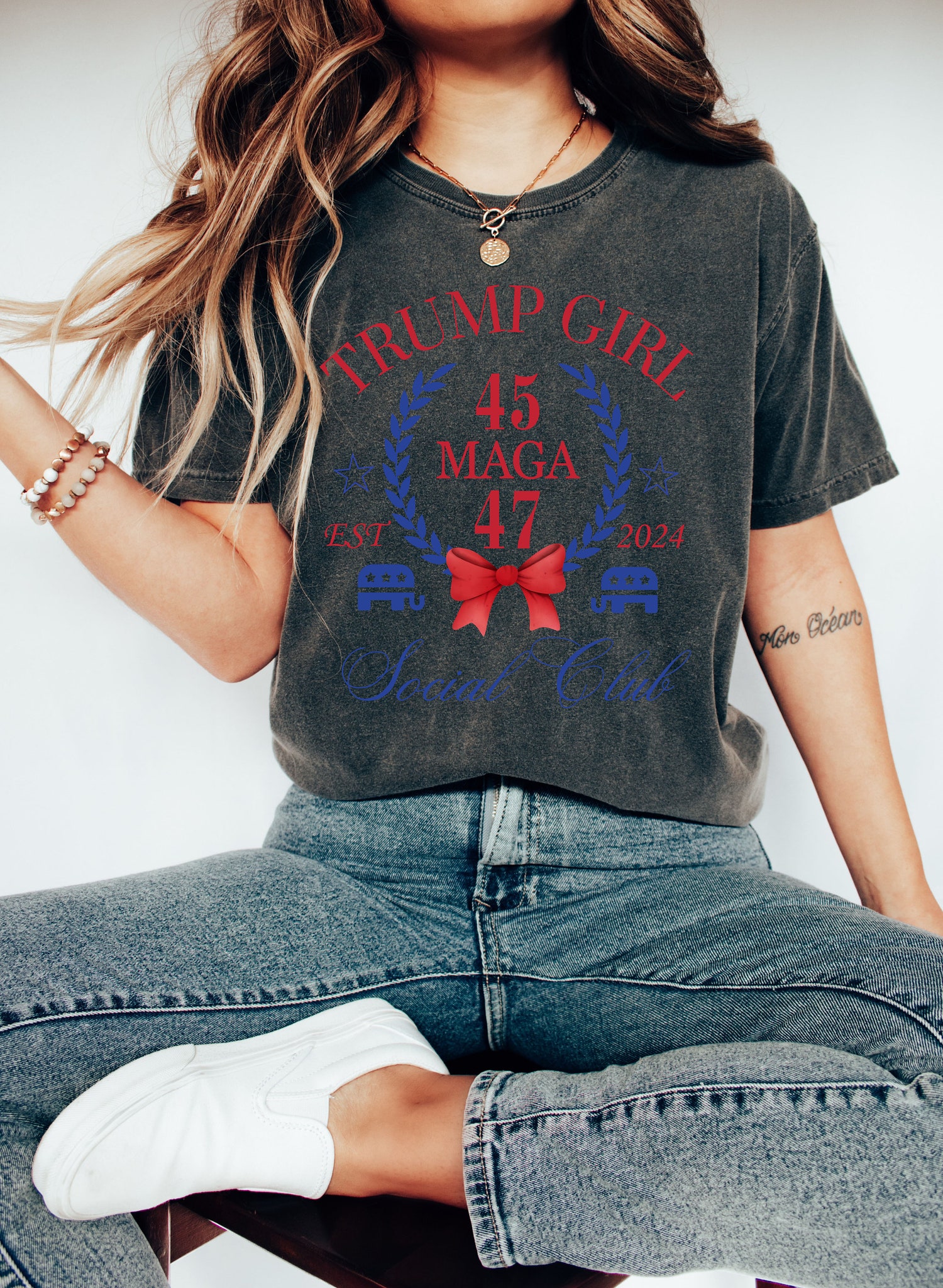 Trump Girl Social Club Tee Save America 2024 Conservative Gift MAGA Patriot Pro Trump Shirt image 4