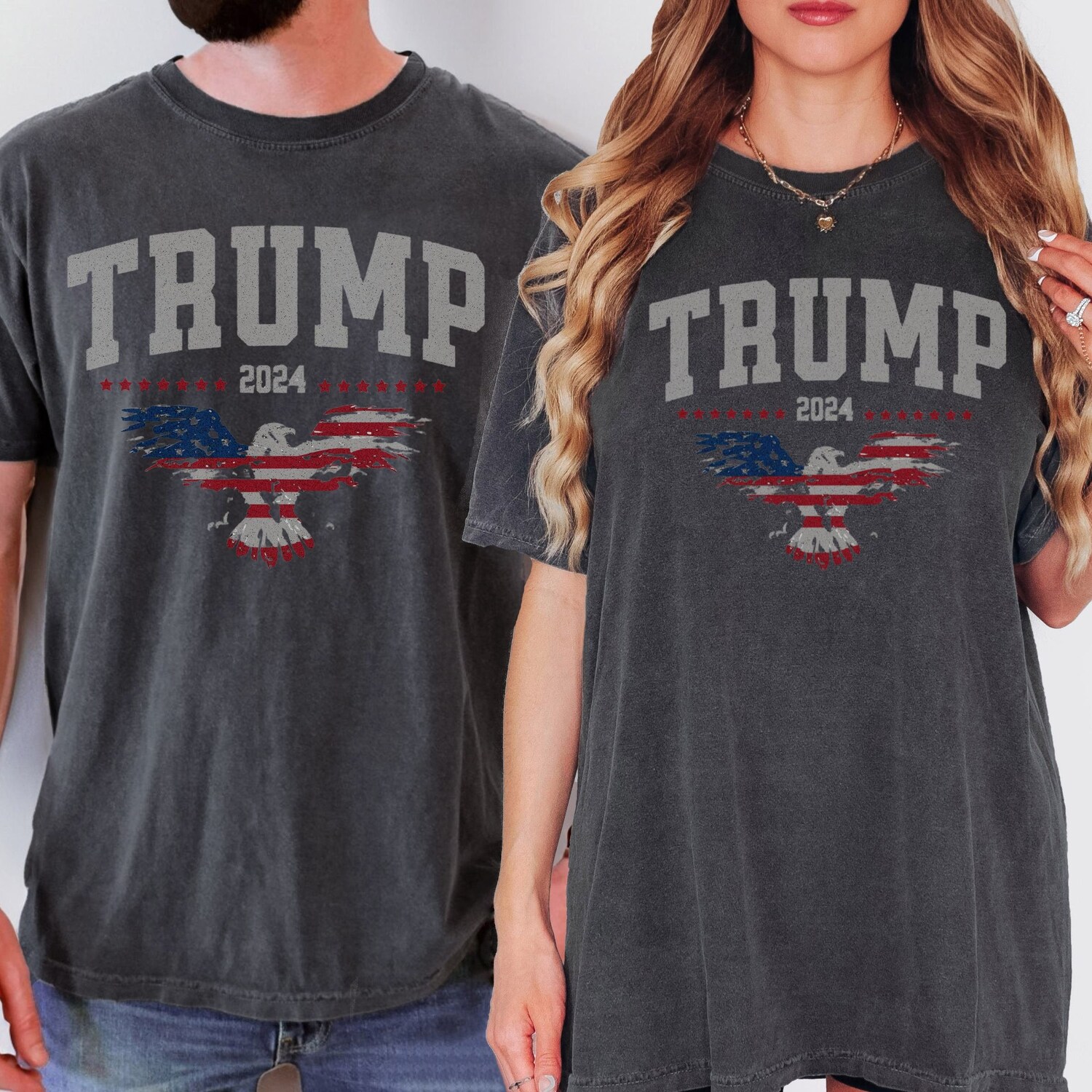 Trump 2024 MAGA American Flag T-Shirt Patriotic Pro America Republican Shirt image 2