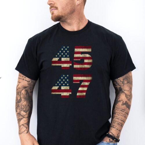 Trump 45 47 Save America Shirt Conservative Gift Funny Patriotic President 2024 Election image 0