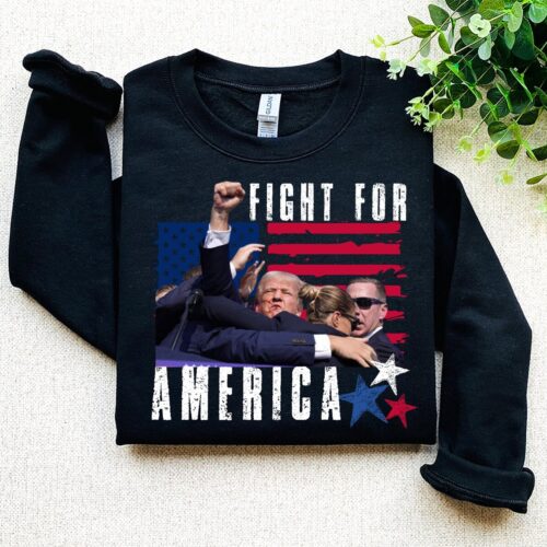 Trump 2024 Shirt Fight for America Shirt Trump Bulletproof Donald Trump American Flag image 0