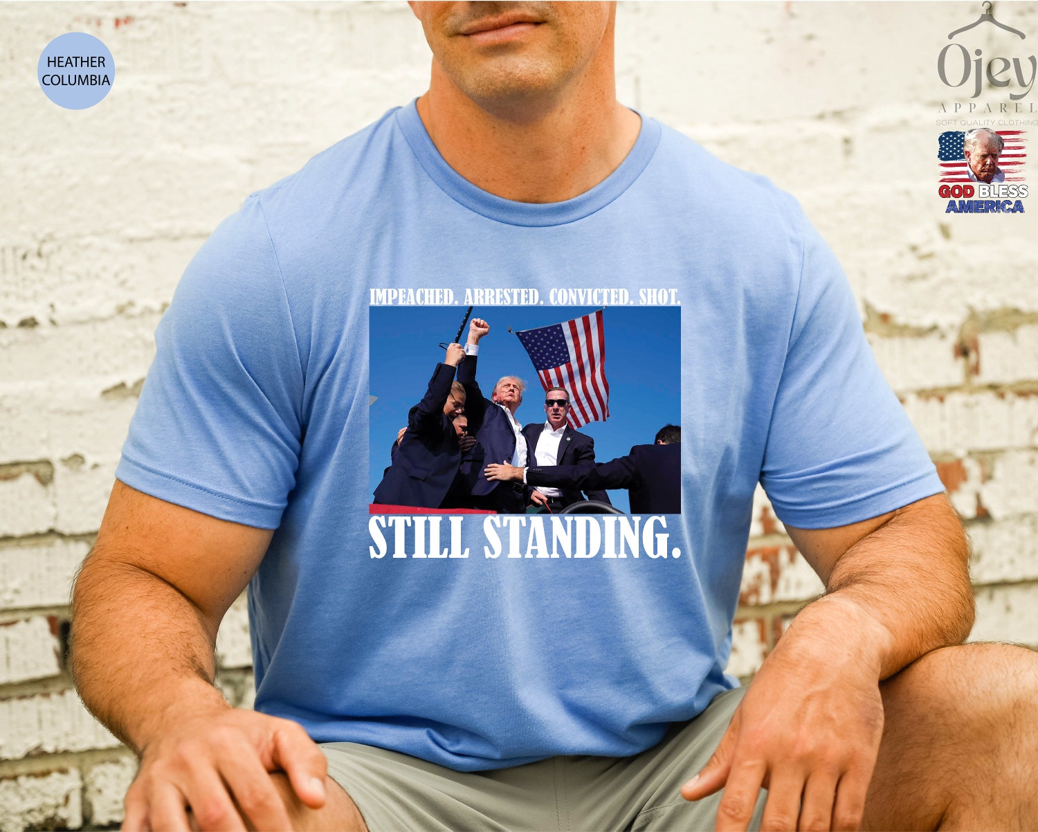 Impeached Arrested Convicted Shot STILL STANDING Iconic Trump Stand with Trump Shirt image 7