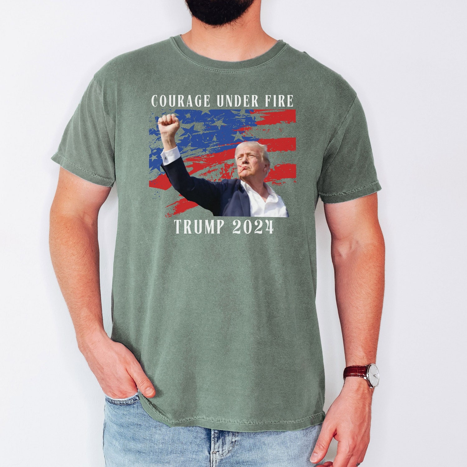 Trump 2024 Comfort Color T-Shirt Donald Trump Mugshot MAGA Republican Men's Tee image 2