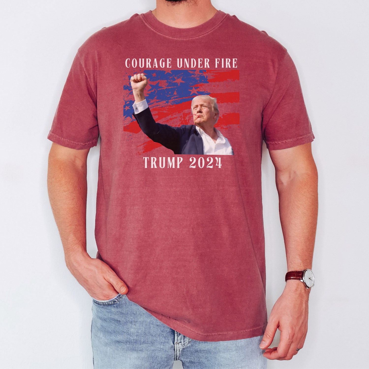 Trump 2024 Comfort Color T-Shirt Donald Trump Mugshot MAGA Republican Men's Tee image 1