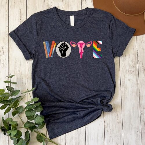 Vote Shirt Banned Books Reproductive Rights Tee BLM Political Pro Roe V Wade LGBTQ image 0