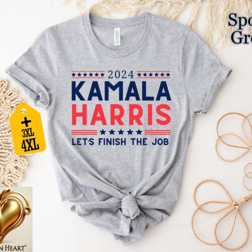 2024 Kamala Harris Let's Finish The Job Shirt President Campaign Rally Tee image 0