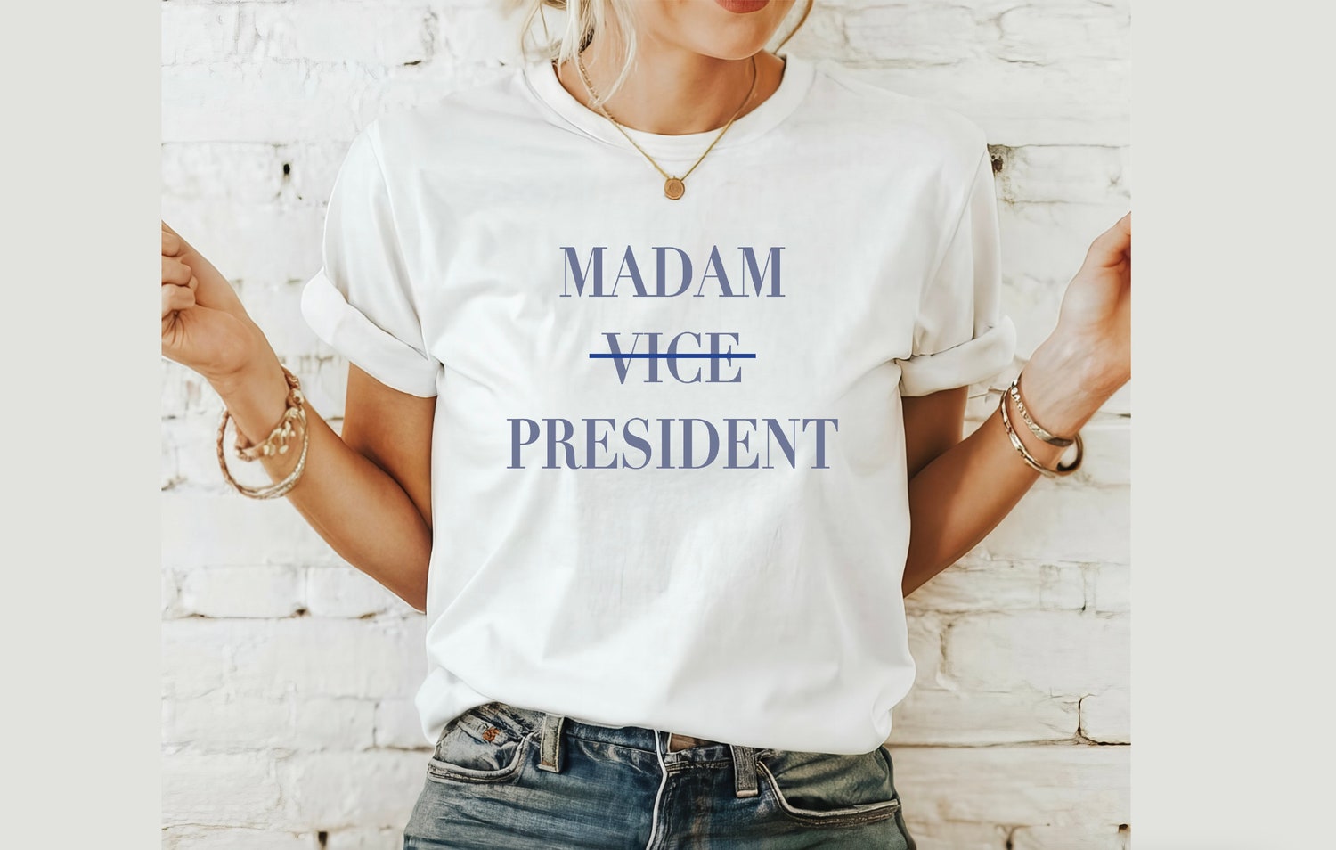 Kamala Harris 2024 T-Shirt Vote Blue Anti-Trump Democrat Gift Madam Vice President image 2