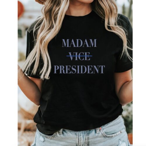 Kamala Harris 2024 T-Shirt Vote Blue Anti-Trump Democrat Gift Madam Vice President image 0