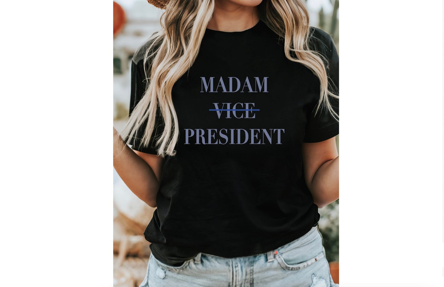 Kamala Harris 2024 T-Shirt Vote Blue Anti-Trump Democrat Gift Madam Vice President image 0