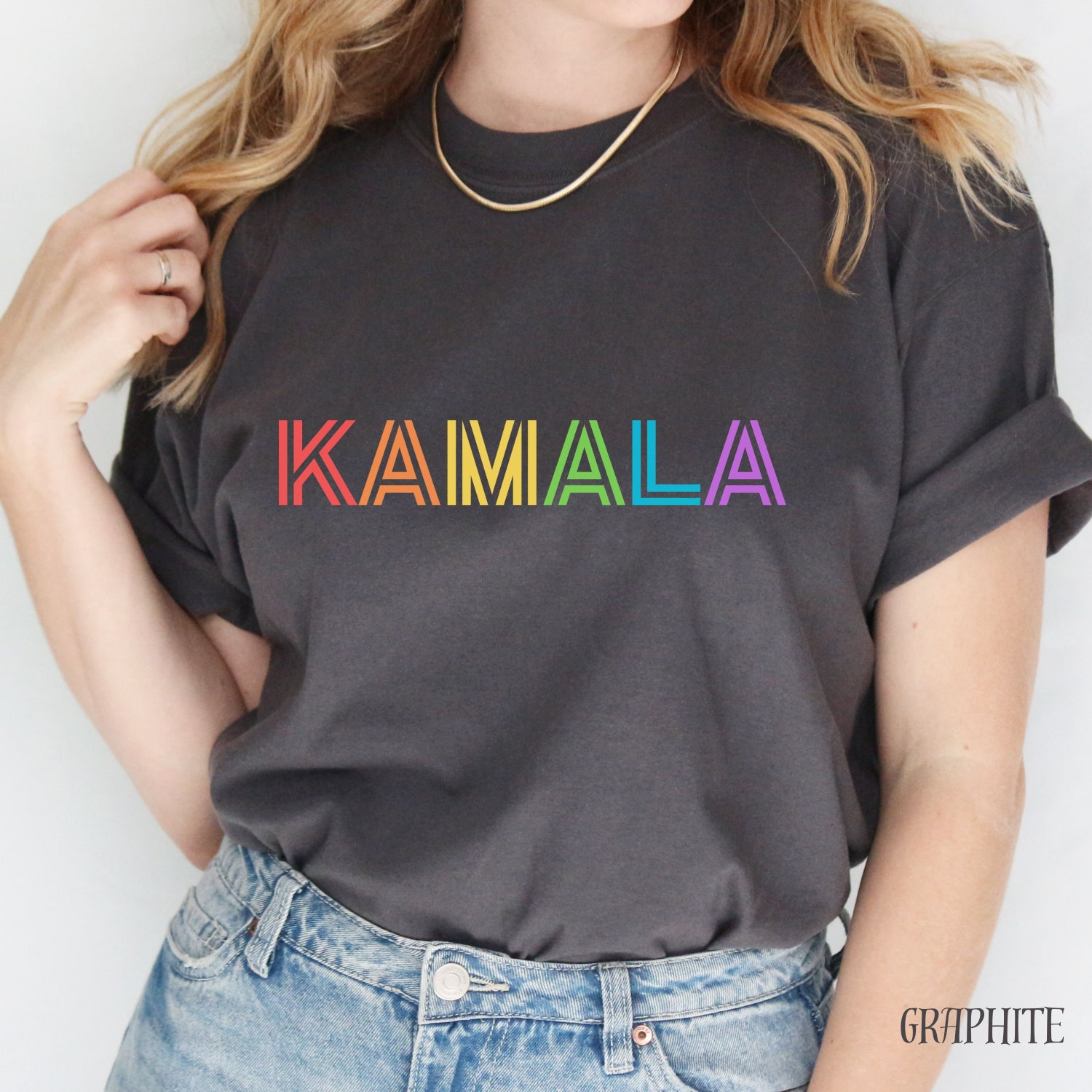 Kamala Harris 2024 Election Shirt Reproductive Rights Rainbow Letters Vote Kamala Tshirt image 1