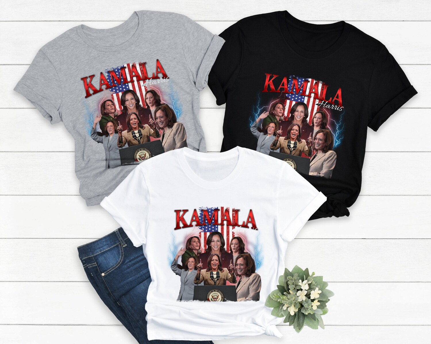 Kamala Harris 2024 Shirt Retro 90s Vintage Kamala Rally Photo T-Shirt Election 2024 Tee image 4