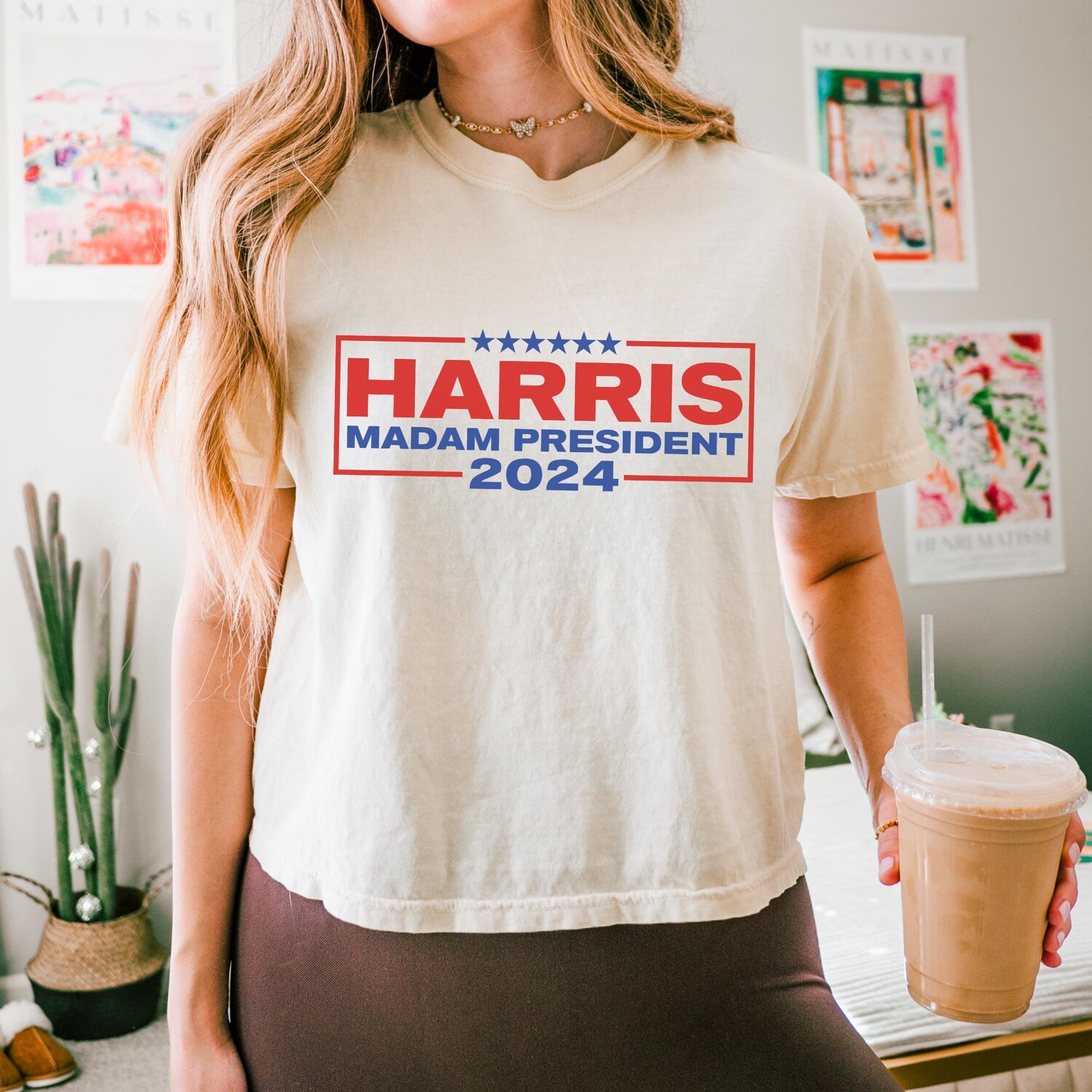 Kamala Harris 2024 Crop Tee Graphic Shirt Madam President Top image 5