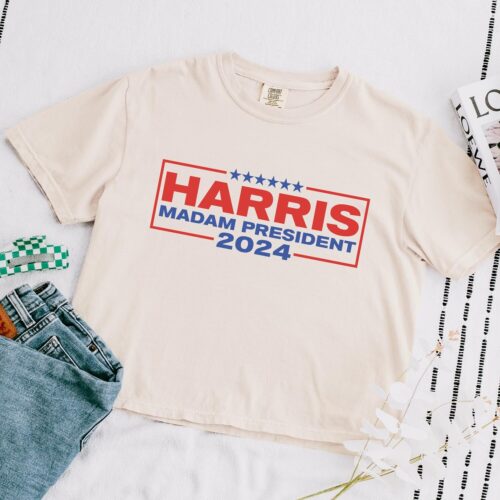 Kamala Harris 2024 Crop Tee Graphic Shirt Madam President Top image 0