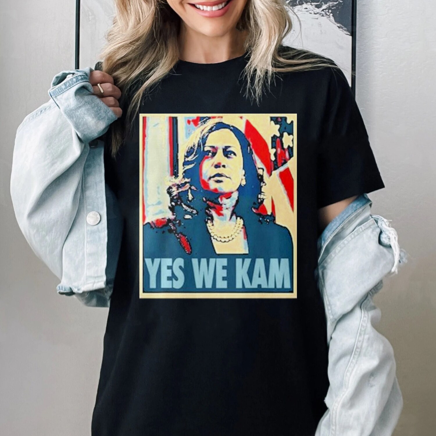 Kamala Harris Yes We Kam Graphic Tee President Harris 2024 Voting Shirt Gift for Women image 1