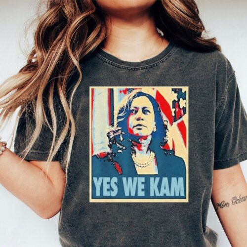 Kamala Harris Yes We Kam Graphic Tee President Harris 2024 Voting Shirt Gift for Women image 0