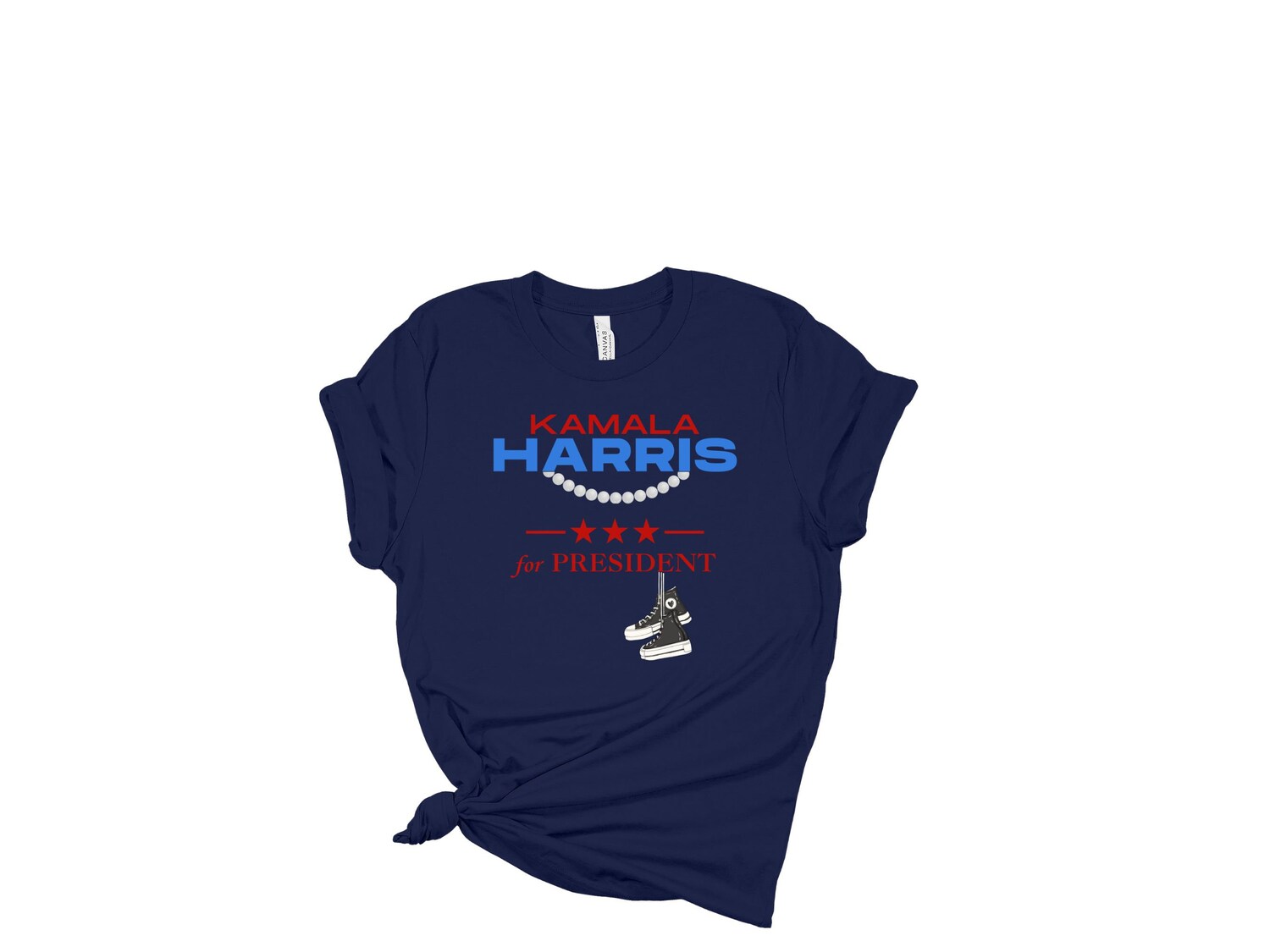 Kamala Harris 2024 Shirt Kamala for President Kamala's Pearls and Chucks Tee image 5