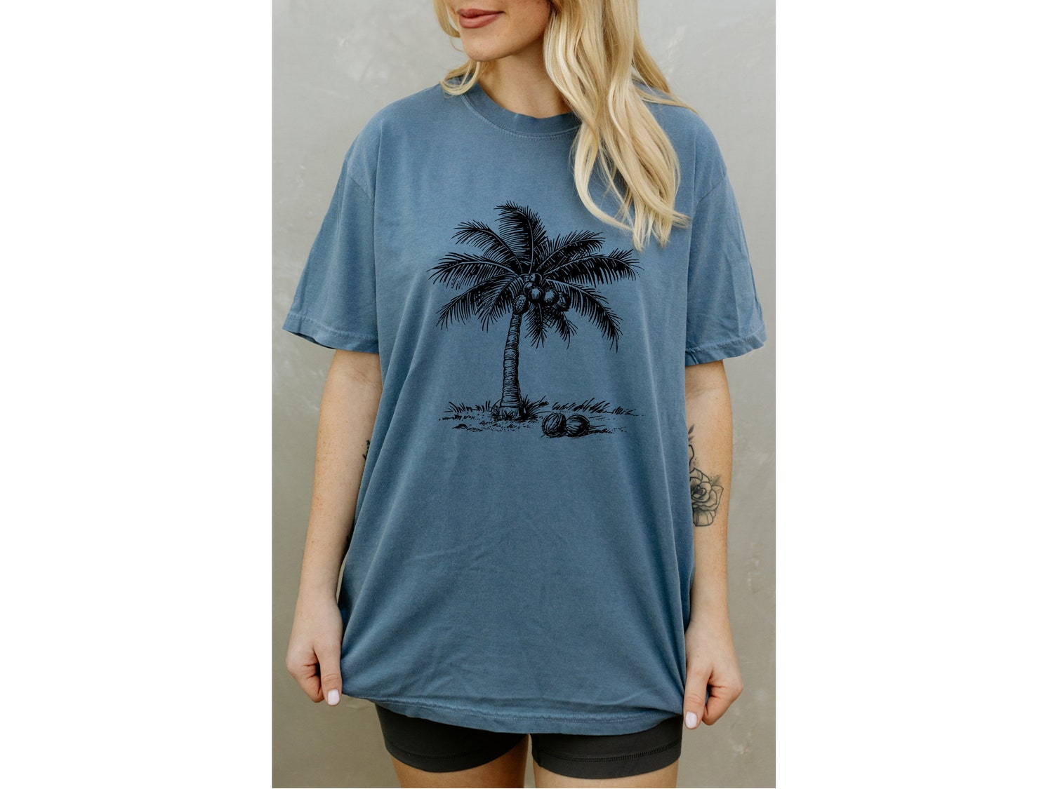 Coconut Tree Graphic Tee Blue Coconut Tree Shirt for Men Women image 7