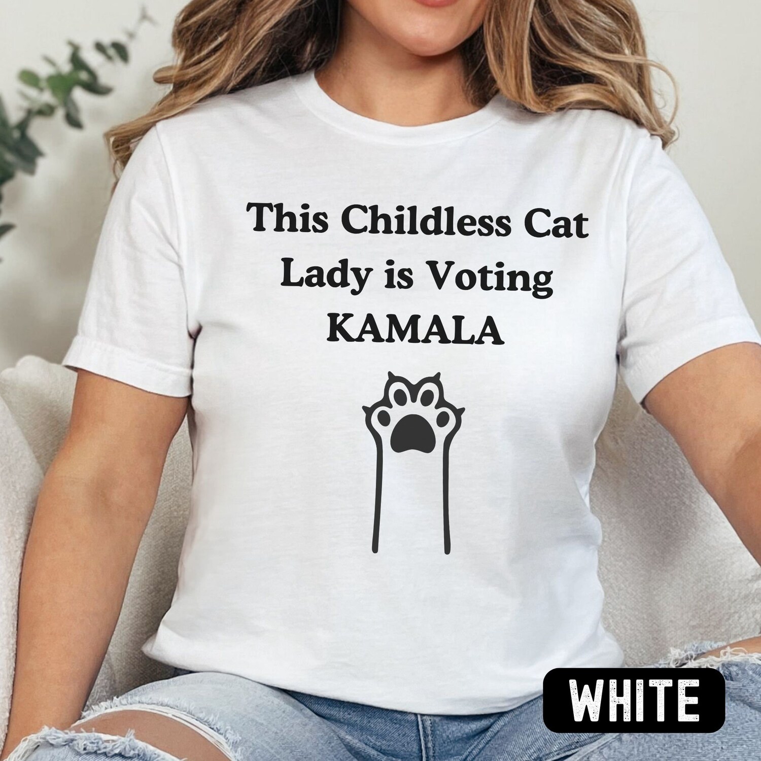 Kamala Harris Shirt Childless Cat Lady Voting Shirt Kamala Supporter Tee image 1