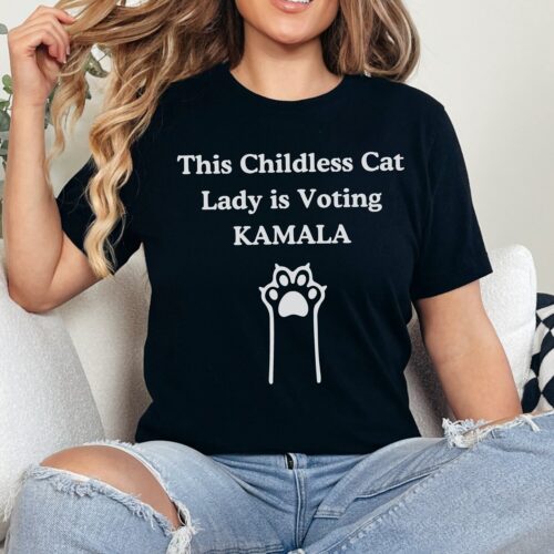 Kamala Harris Shirt Childless Cat Lady Voting Shirt Kamala Supporter Tee image 0