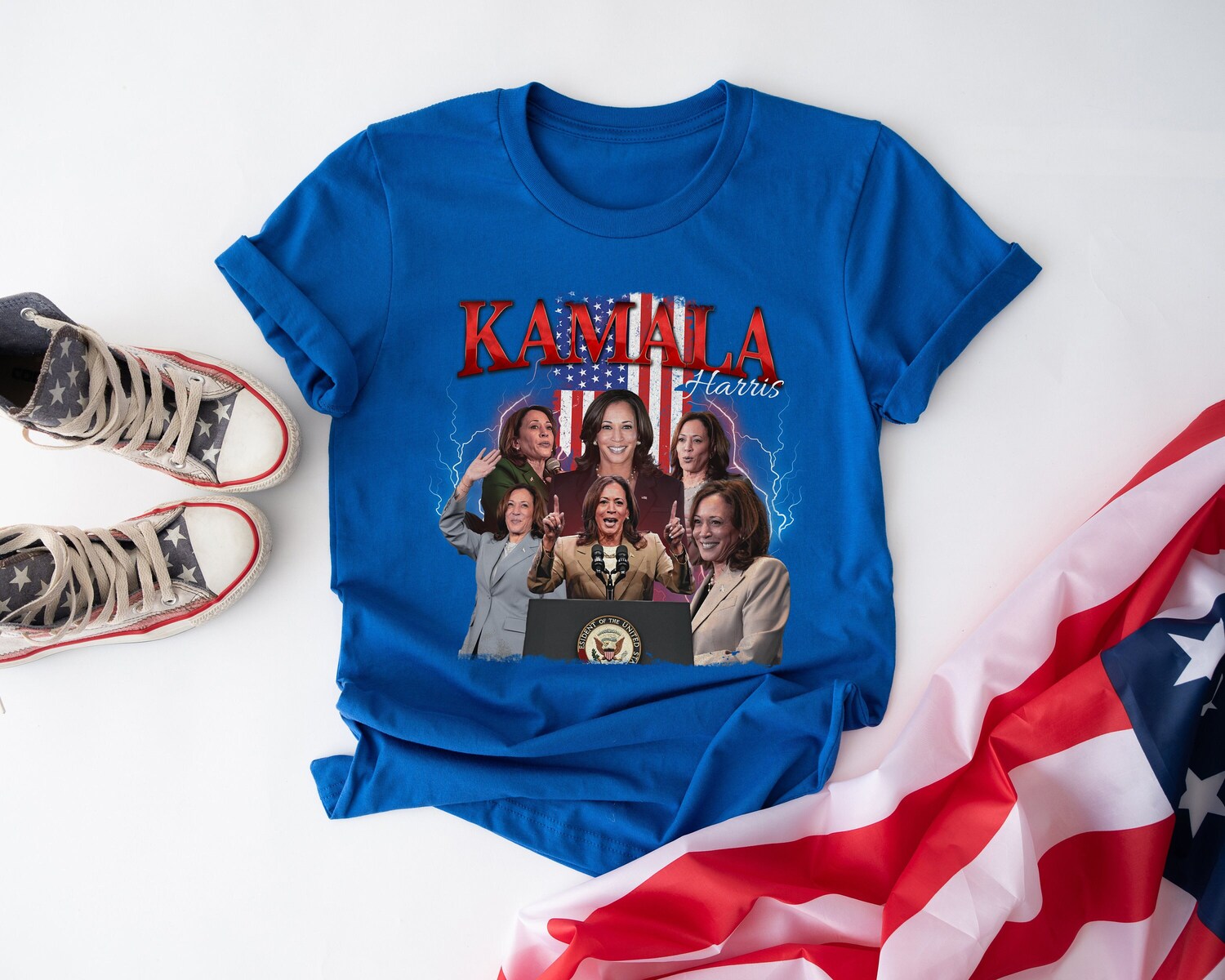 Kamala Harris 2024 Shirt Retro 90s Vintage Kamala Rally Photo T-Shirt Election 2024 Tee image 2