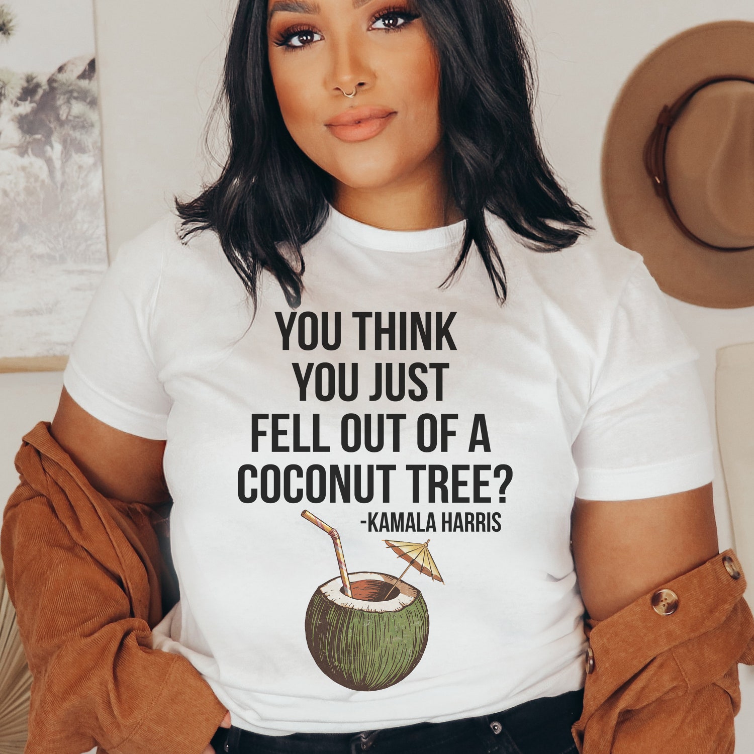 Kamala Harris 2024 Shirt Democratic Supporter Gift Coconut Tree KHive Rally Tee image 2