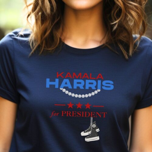 Kamala Harris 2024 Shirt Kamala for President Kamala's Pearls and Chucks Tee image 0