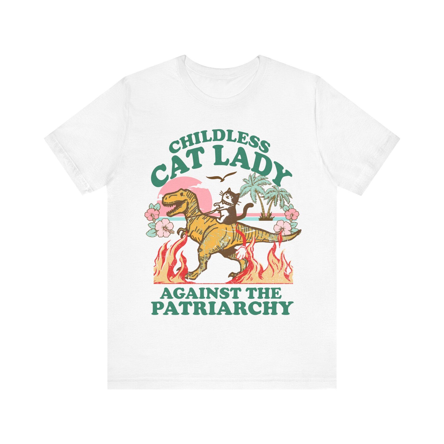 Childless Cat Lady Against Patriarchy Anti-Fascist Social Democrat Feminist Shirt image 3