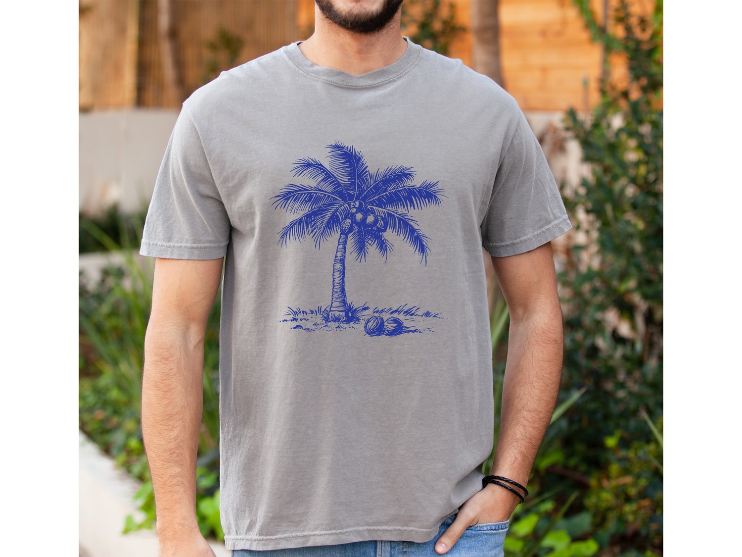 Coconut Tree Graphic Tee Blue Coconut Tree Shirt for Men Women image 4