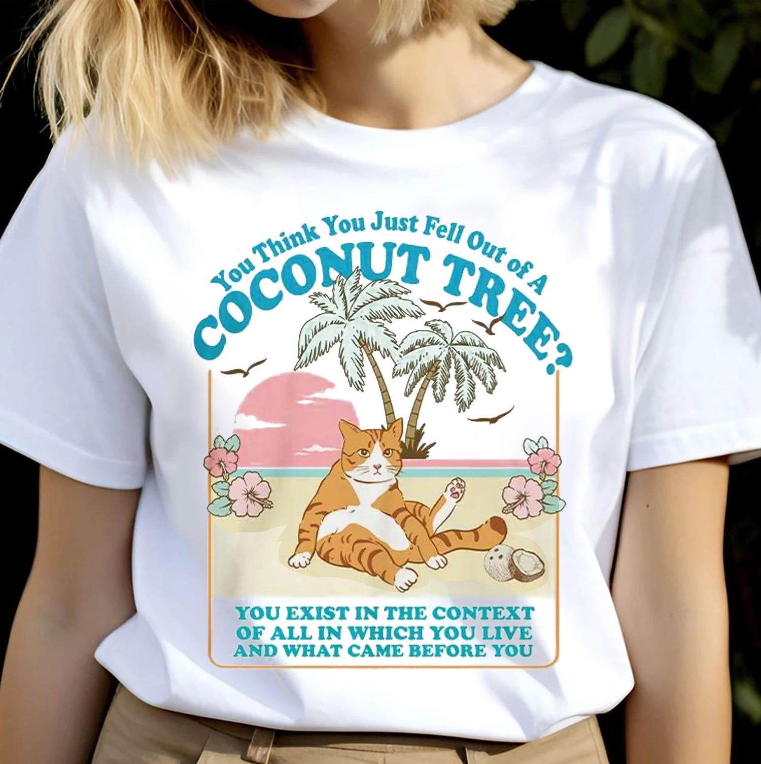 You Think You Just Fall Out of A Coconut Tree Cat Lady Shirt Kamala Harris 2024 Tee image 2