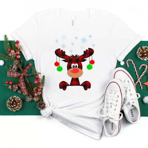 Buffalo Plaid Moose Christmas T-shirt image 0