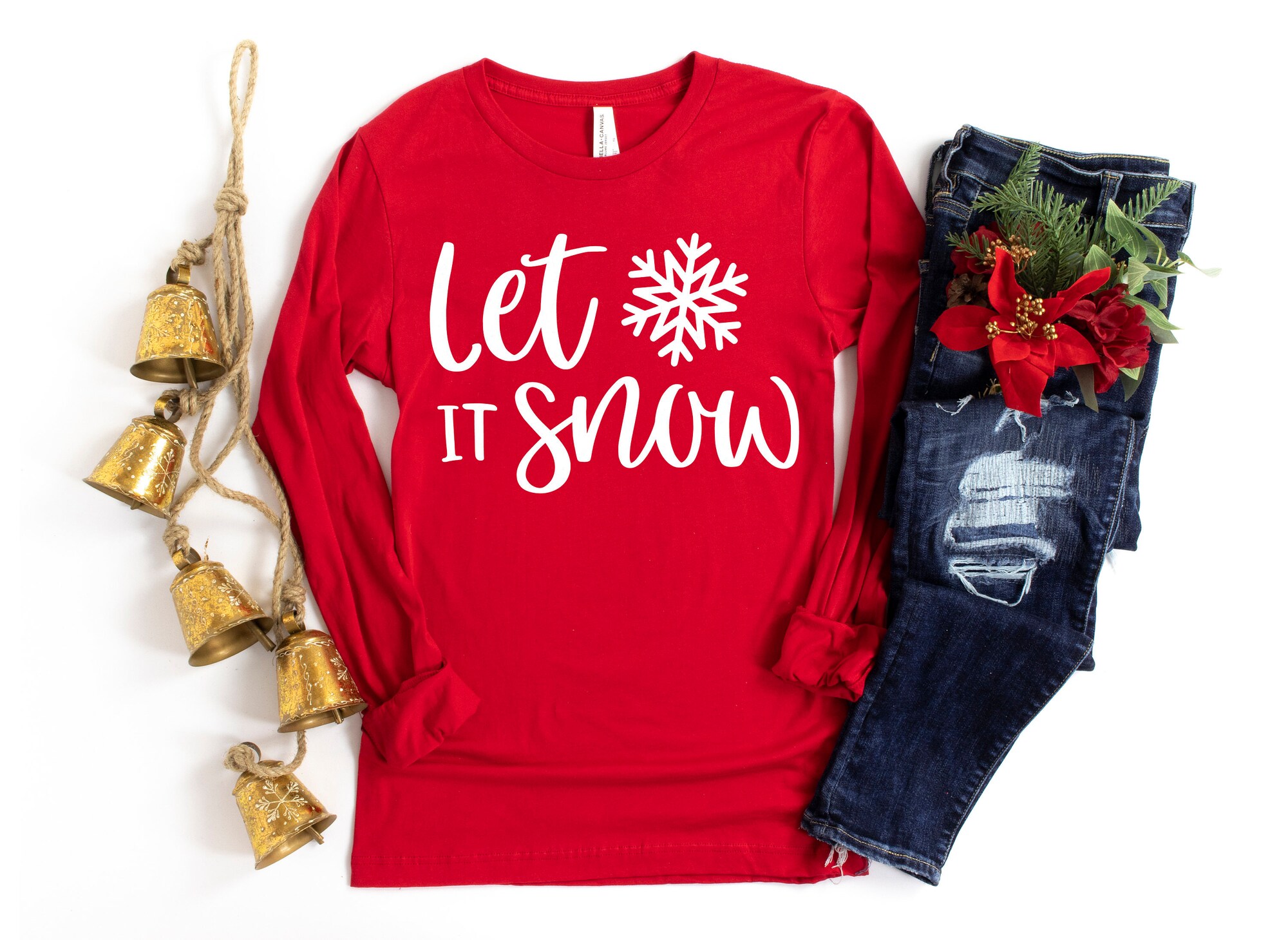 Let it Snow Christmas Shirt Gift for Her Snow Hoodie Family Sweatshirt image 1