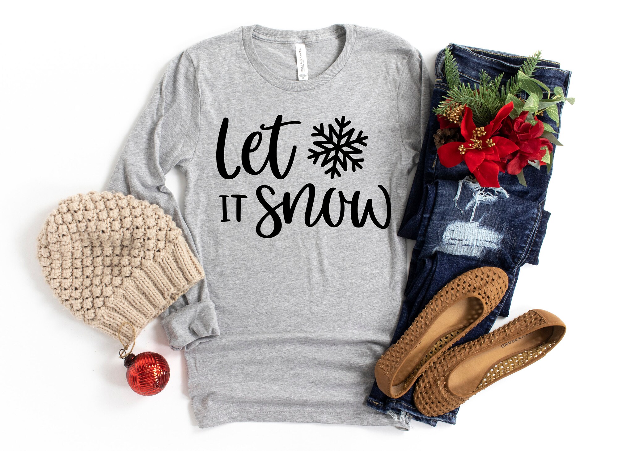 Let it Snow Christmas Shirt Gift for Her Snow Hoodie Family Sweatshirt image 2