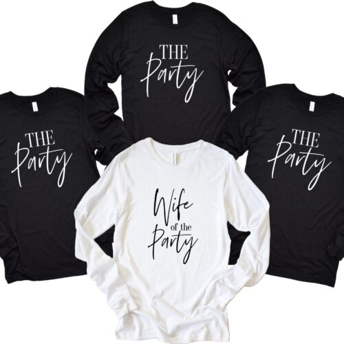 Chic Bachelorette Party 'Wife & Party' Bridal Matching Shirts image 0