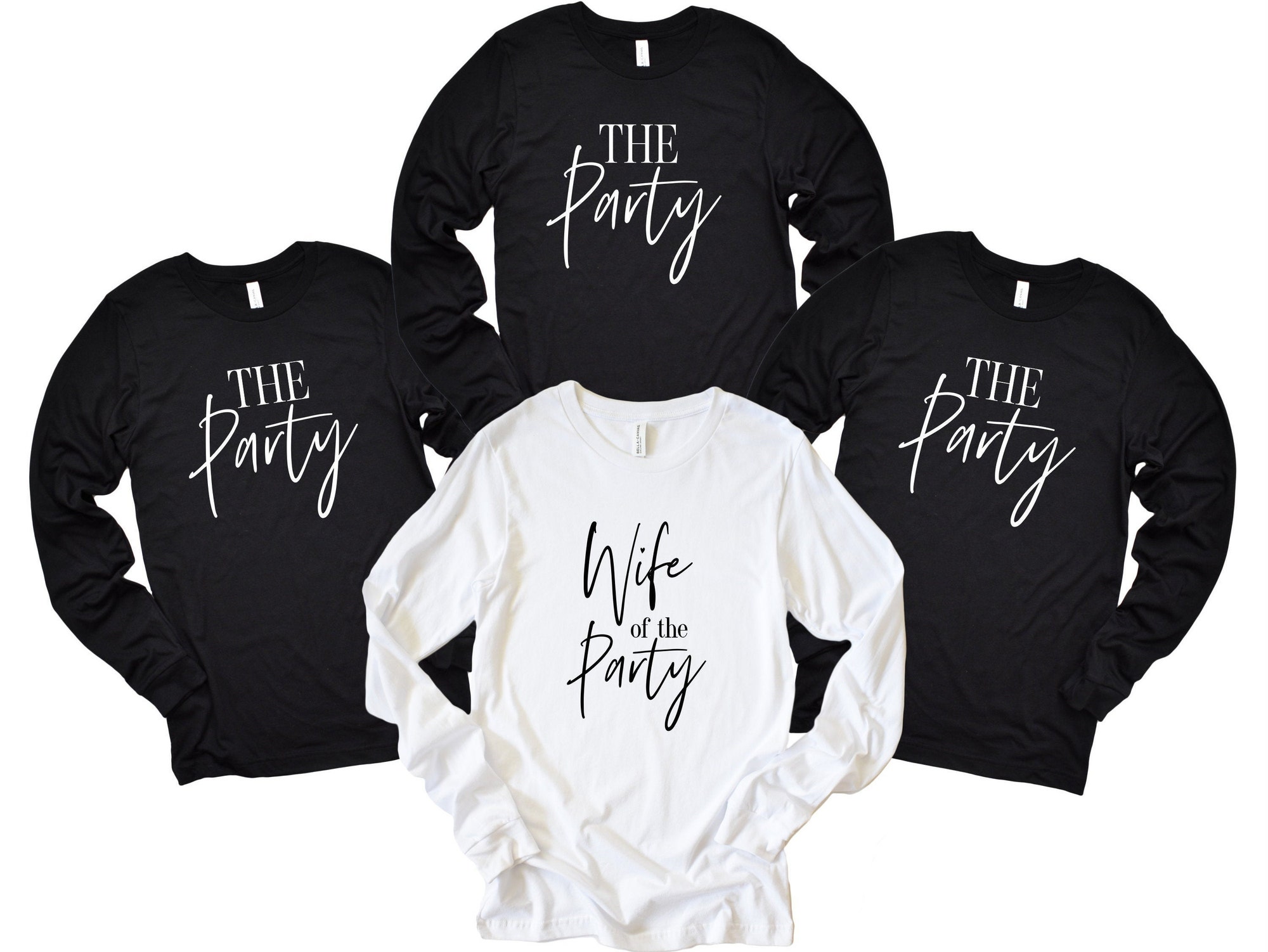 Chic Bachelorette Party 'Wife & Party' Bridal Matching Shirts image 0