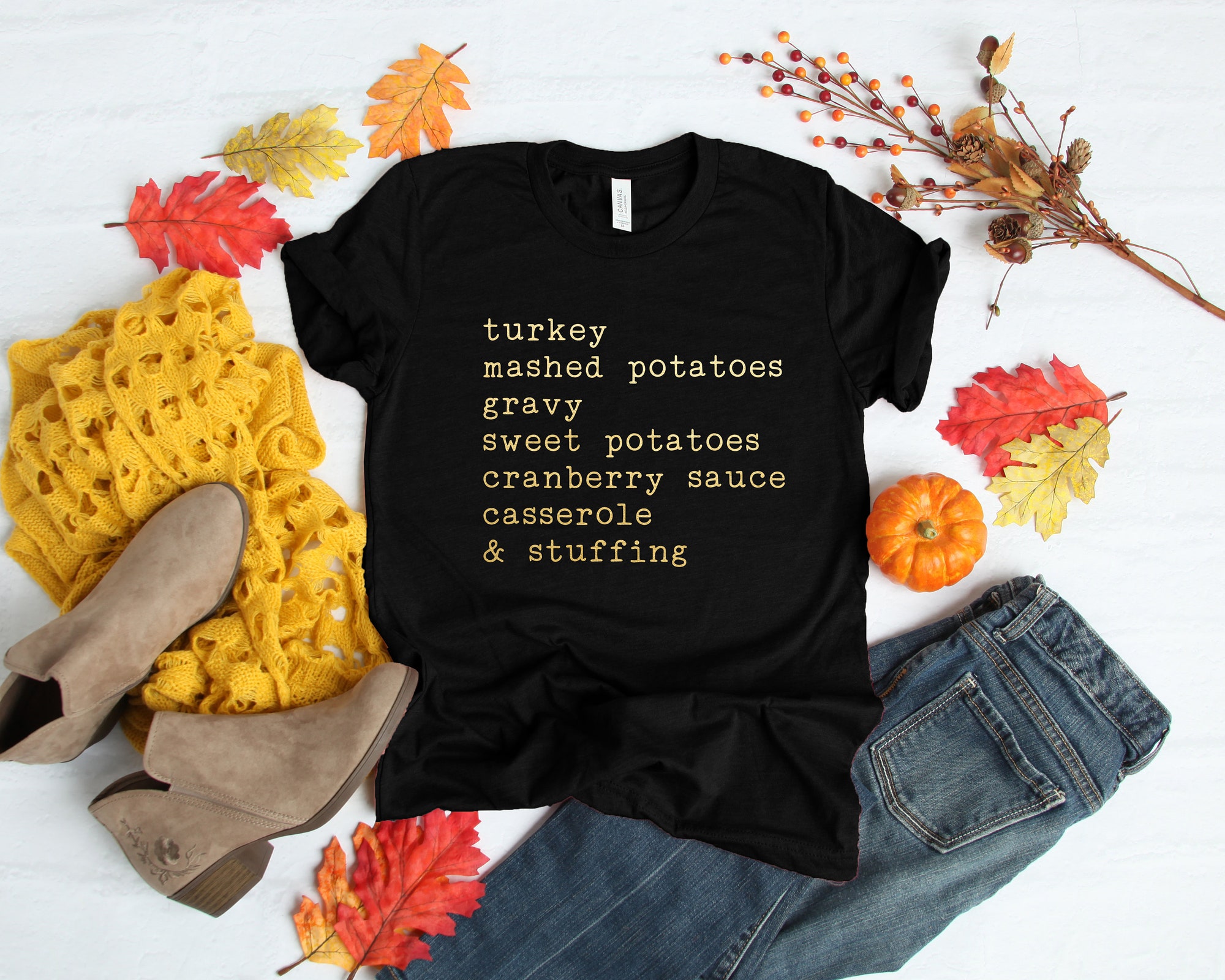 Thanksgiving Dinner Shirt Turkey Mashed Potatoes Gravy image 1