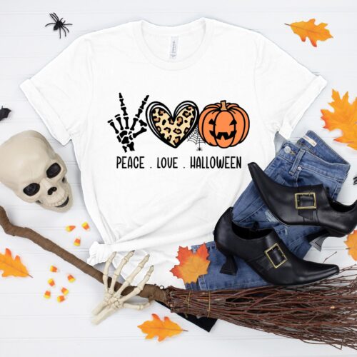 Peace Love Halloween Resting Witch Face Gnome Happy Friends Shirt image 0