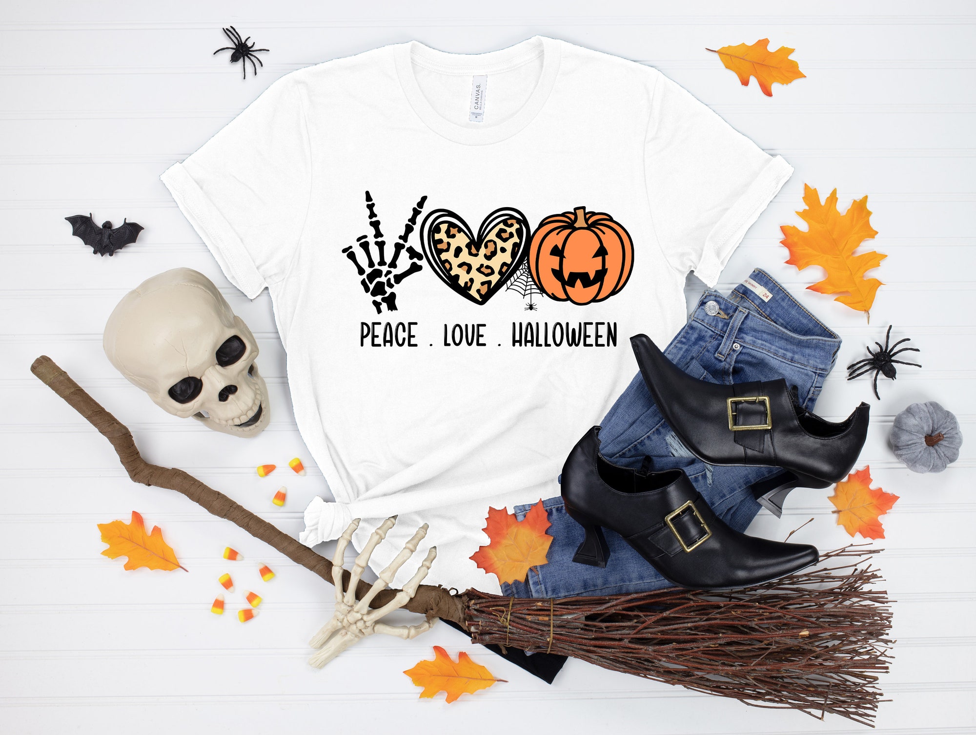 Peace Love Halloween Resting Witch Face Gnome Happy Friends Shirt image 0