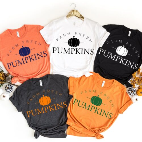 Farm Fresh Pumpkin Shirt Hello Pumpkin Thanksgiving Tee image 0