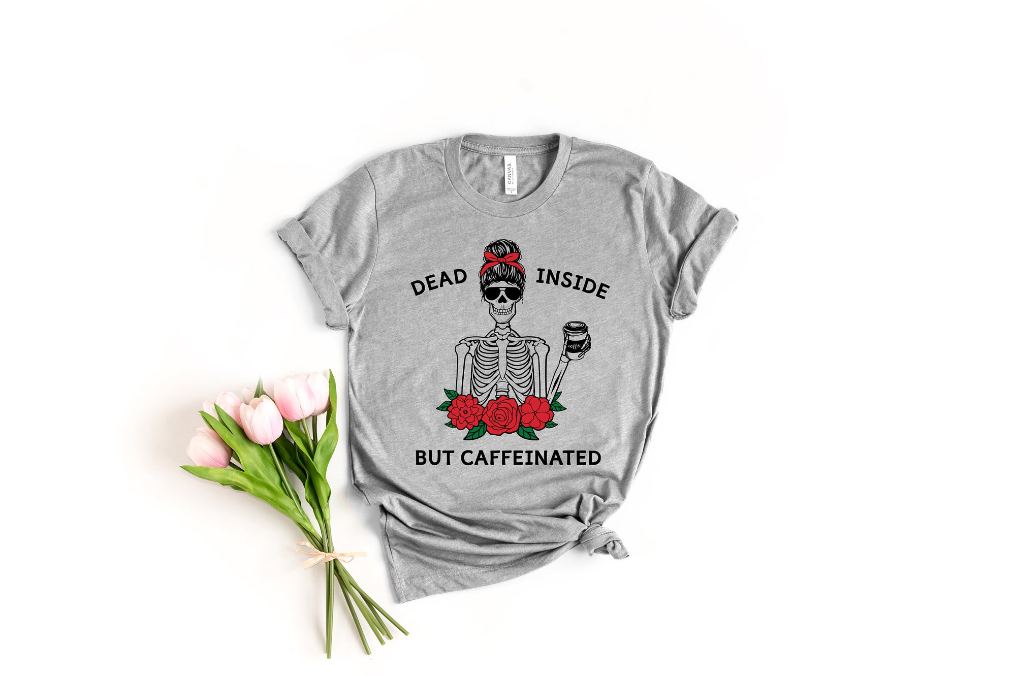 Dead Inside But Caffeinated Shirt, Halloween Skeleton Shirt, Halloween Horror Shirt, Hocus Pocus Shirt, Horror Movie Shirt, Halloween Shirt image 1