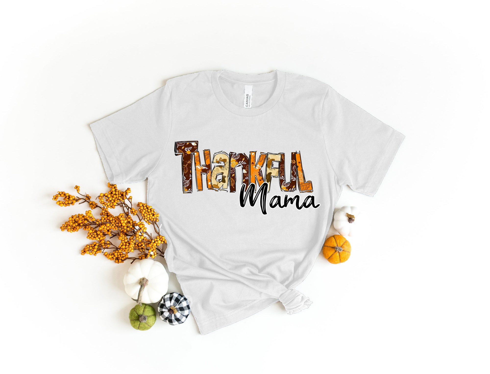 Thankful Mama Shirt: Thankful Grateful Blessed Thanksgiving Shirt image 2