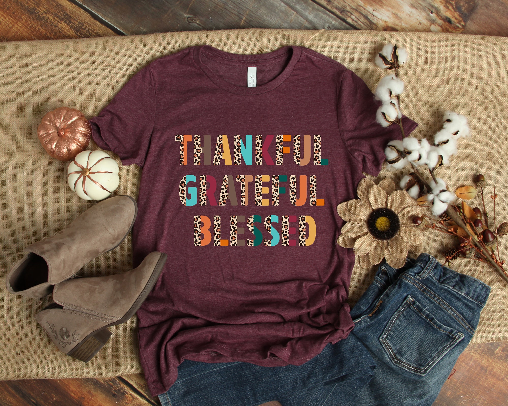 Thankful Grateful Blessed Shirt: Thanksgiving Family Shirts image 1