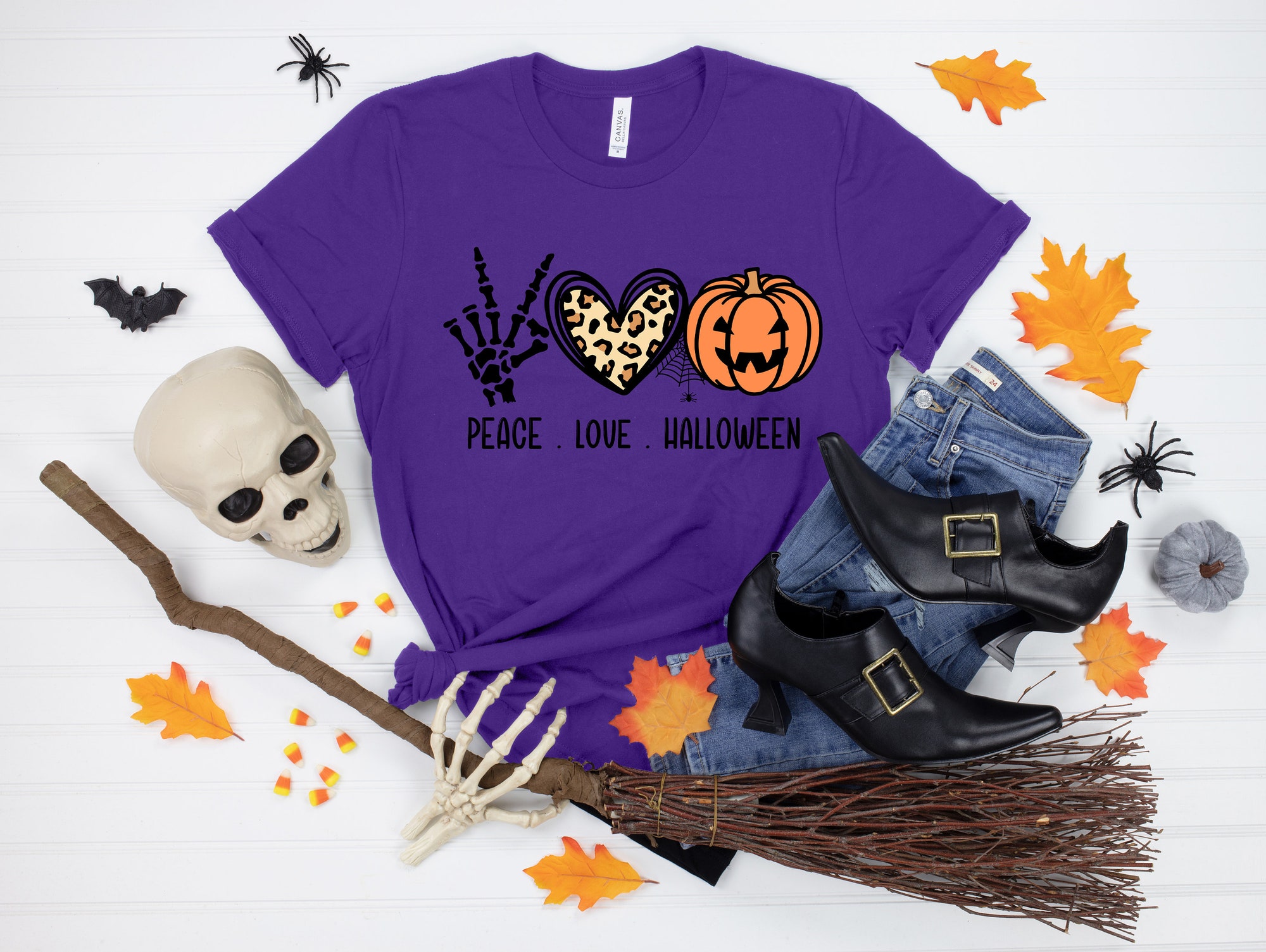 Peace Love Halloween Resting Witch Face Gnome Happy Friends Shirt image 1